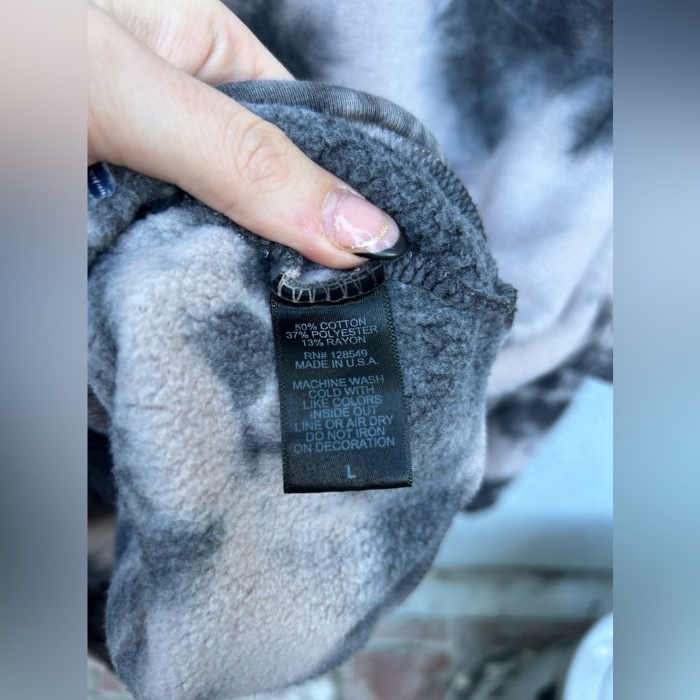 ❌SOLD❌AVIATOR NATION HAND DYED PULLOVER HOODIE RELAXED Tie Dye Vintage Charcoal - Picture 3 of 5